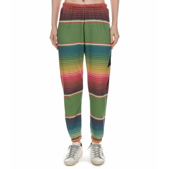 Aviator Nation Serape Bolt Stitch Sweatpants Womens Size XS Jungle Green - Picture 2 of 11